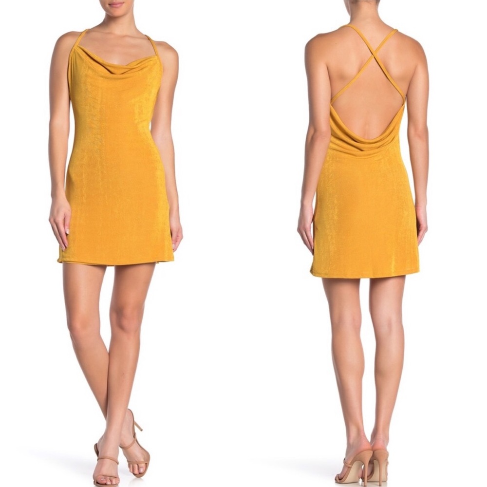 Naked Wardrobe Back To My X Cowl Mini Dress Sz L